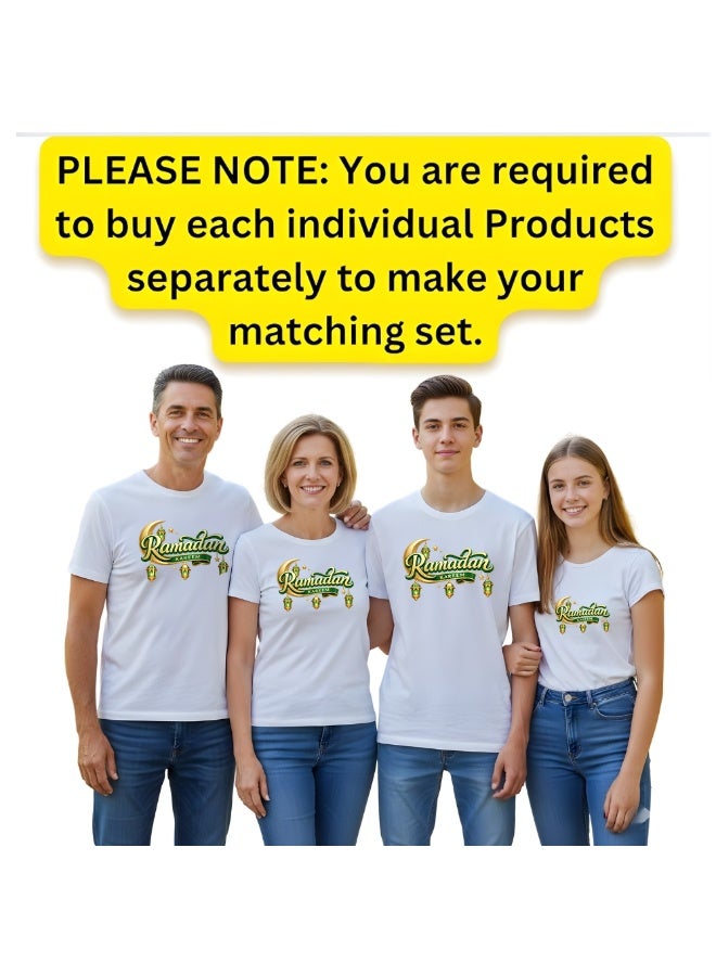 برينت شوب فور مي تيشيرتات رمضانية عائلية متطابقة للرجال والنساء والأطفال - تيشيرتات قطنية بأكمام قصيرة ورقبة دائرية احتفالية بعيد مبارك - مثالية لشهر رمضان - Image 2