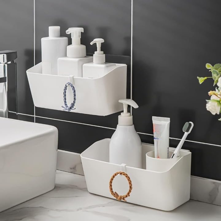 Gra8 Magic Sticker Self Adhesive Plastic Bathroom Shelf, Shower Caddy, Wall Mounted Organizer, Toiletry Storage, Multipurpose Holder Stand, Bathroom Rack (1 PCS) - Image 2