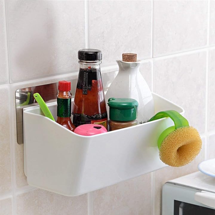 Gra8 Magic Sticker Self Adhesive Plastic Bathroom Shelf, Shower Caddy, Wall Mounted Organizer, Toiletry Storage, Multipurpose Holder Stand, Bathroom Rack (1 PCS) - Image 4