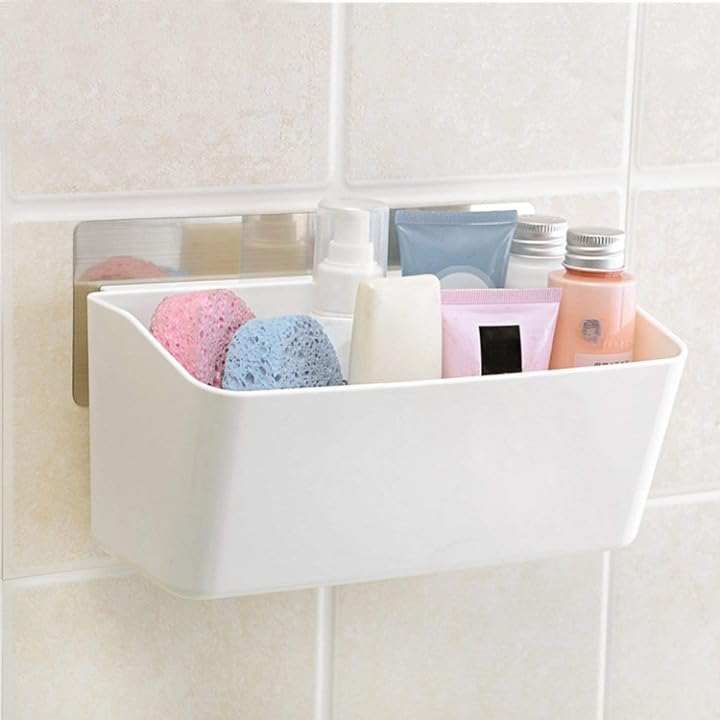 Gra8 Magic Sticker Self Adhesive Plastic Bathroom Shelf, Shower Caddy, Wall Mounted Organizer, Toiletry Storage, Multipurpose Holder Stand, Bathroom Rack (1 PCS) - Image 5