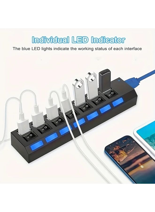 USB 3.0 محور منفذ سباعي مع مفتاح LED مستقل للكمبيوتر المحمول والكمبيوتر الشخصي وMac - Image 5