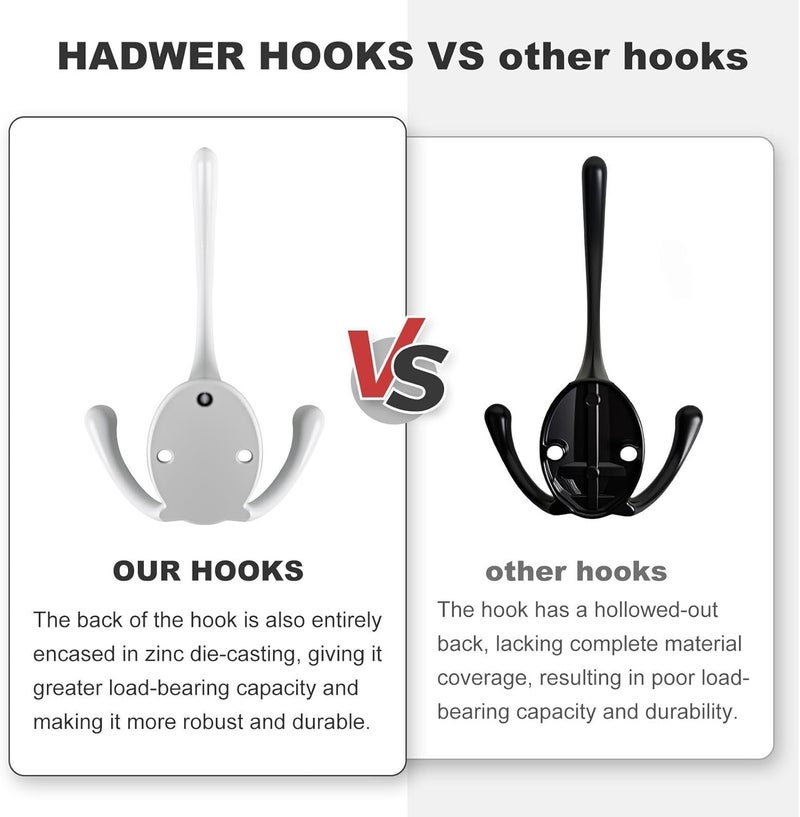 HADWER Wall Mounted Coat Hooks 5 Pack Heavy Duty Black Hardware Robe Hooks Decorative for Single Hanging Coats Towel Cubicle Classroom Kitchen Bath Backpack Hat Hook - Image 4
