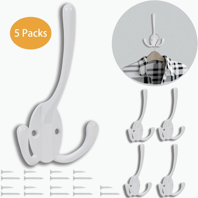 HADWER Wall Mounted Coat Hooks 5 Pack Heavy Duty Black Hardware Robe Hooks Decorative for Single Hanging Coats Towel Cubicle Classroom Kitchen Bath Backpack Hat Hook - Image 2