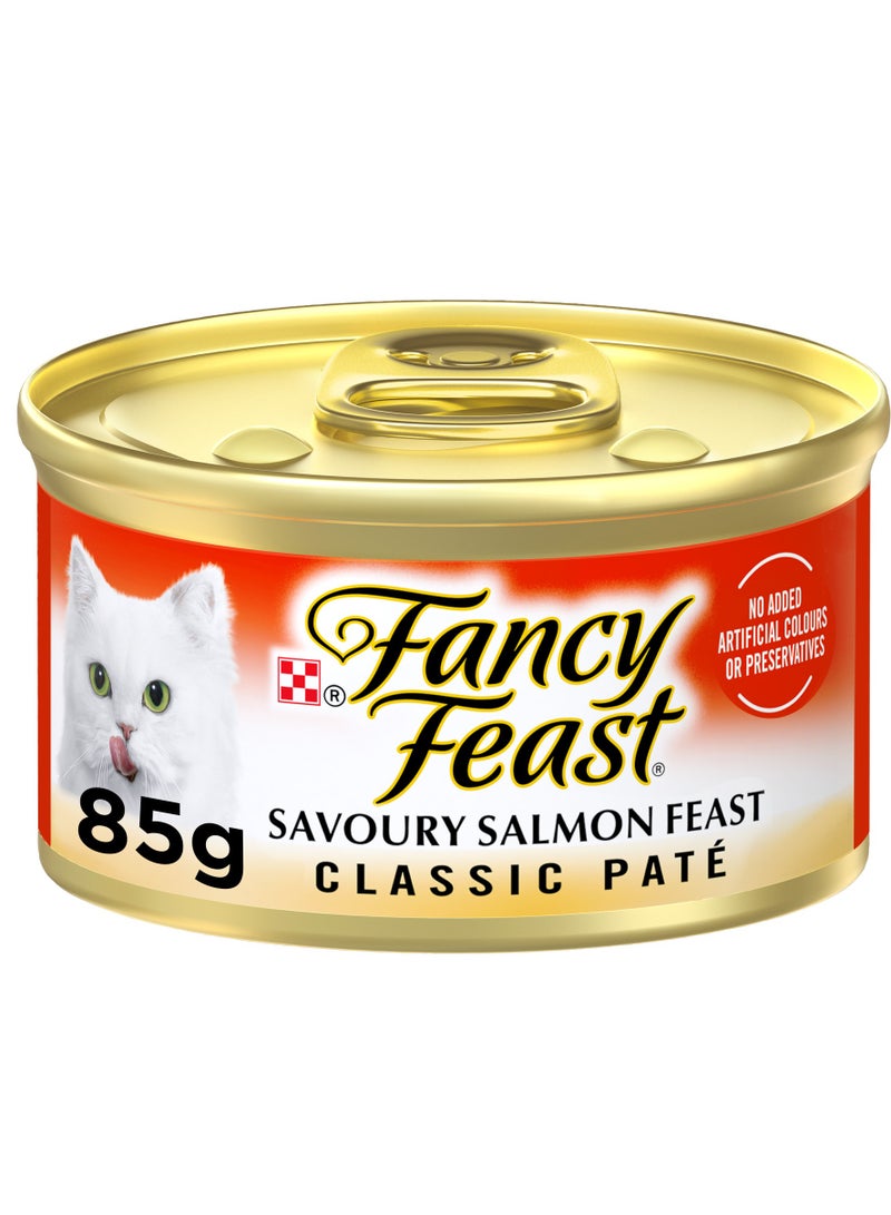Purina Fancy Feast Classic Pate Savoury Salmon Feast Gourmet Wet Cat Food 85g - Image 1