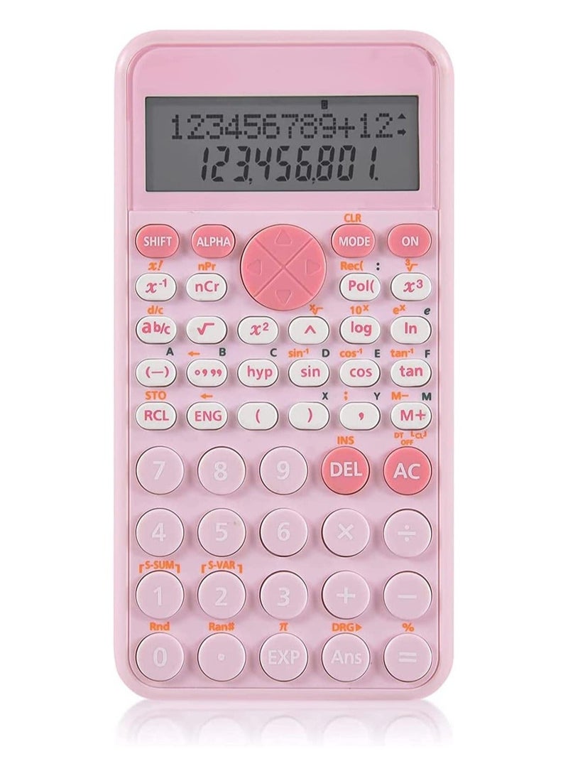 2-Line Standard Scientific Calculator, Portable and Cute School Office Supplies, Suitable for Primary School to College Student Use - Pink - Image 1