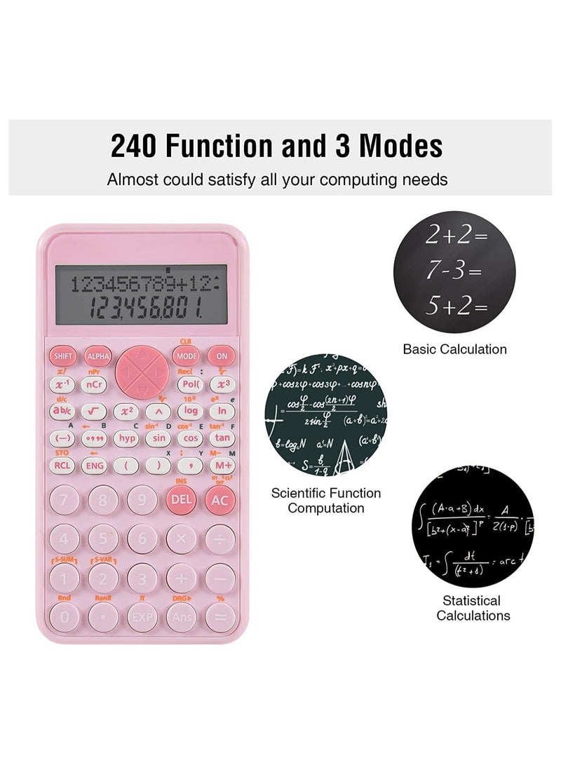 2-Line Standard Scientific Calculator, Portable and Cute School Office Supplies, Suitable for Primary School to College Student Use - Pink - Image 5