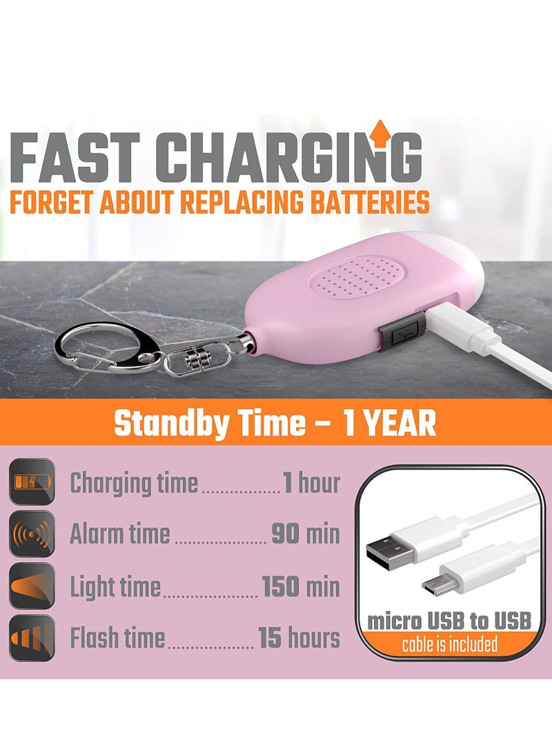 Sharpdo - Personal Alarm Keychain for Women Self Defense USB Rechargeable 130 dB Loud Safety Siren Whistle with LED Light Panic Button or Pull Pin Alert Device Key Chain - Image 1