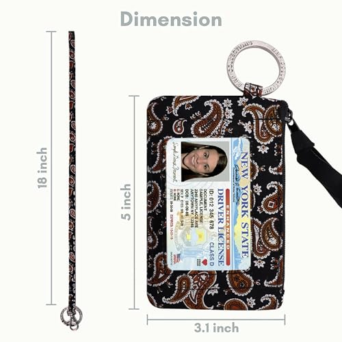 MNF Collections Lanyard with Wallet - Zip ID Case with Lanyard - Lanyard with id Holder - Card Holder Keychain with Zippers -Premium Cotton - Sierra Paisley - Image 4