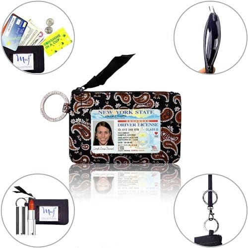MNF Collections Lanyard with Wallet - Zip ID Case with Lanyard - Lanyard with id Holder - Card Holder Keychain with Zippers -Premium Cotton - Sierra Paisley - Image 5