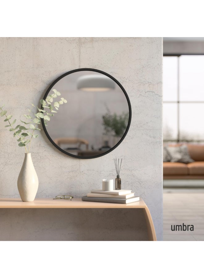 Umbra Hub Round Wall Mirror with Rubber Frame Modern Style for Bathroom Entryway Living Room and More 24Inch Black - Image 4