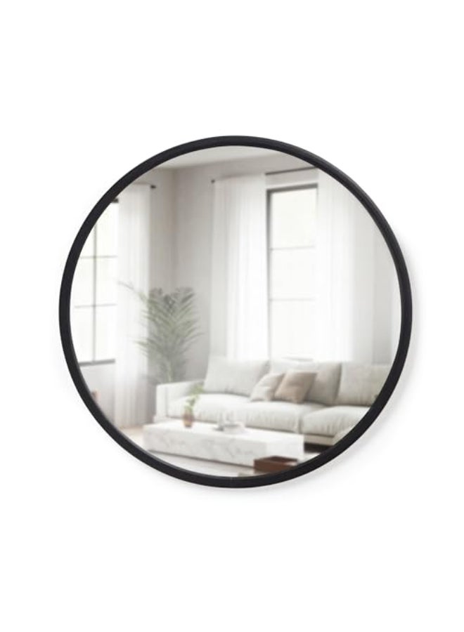 Umbra Hub Round Wall Mirror with Rubber Frame Modern Style for Bathroom Entryway Living Room and More 24Inch Black - Image 1