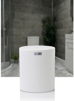 ‎okyanus Home Ocean Home Mina White Striped Round Trash Can  - Image 1