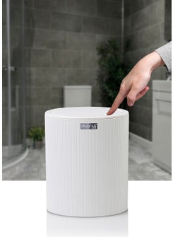 ‎okyanus Home Ocean Home Mina White Striped Round Trash Can  - Image 3