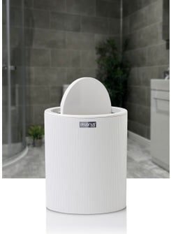 ‎okyanus Home Ocean Home Mina White Striped Round Trash Can  - Image 2