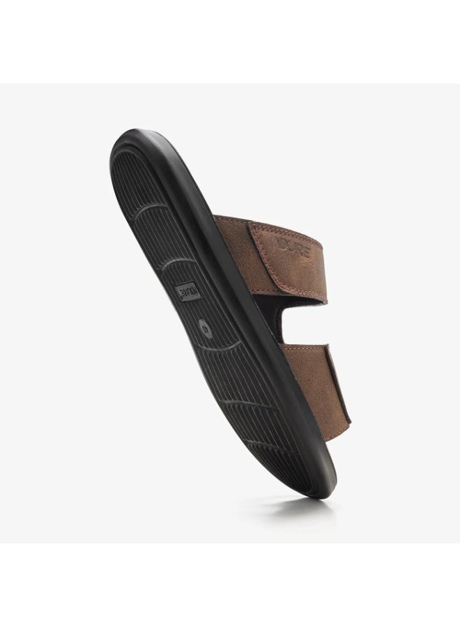 NDURE Men's Double Strap Slide Sandals, Black Sole, Casual Open Toe - Image 1