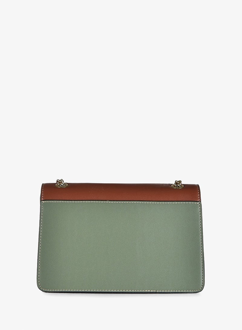 KANELLI Leather hand bag in contrasting colors from Kanelli \ Green - Image 4
