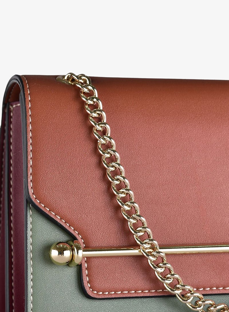 KANELLI Leather hand bag in contrasting colors from Kanelli \ Green - Image 5