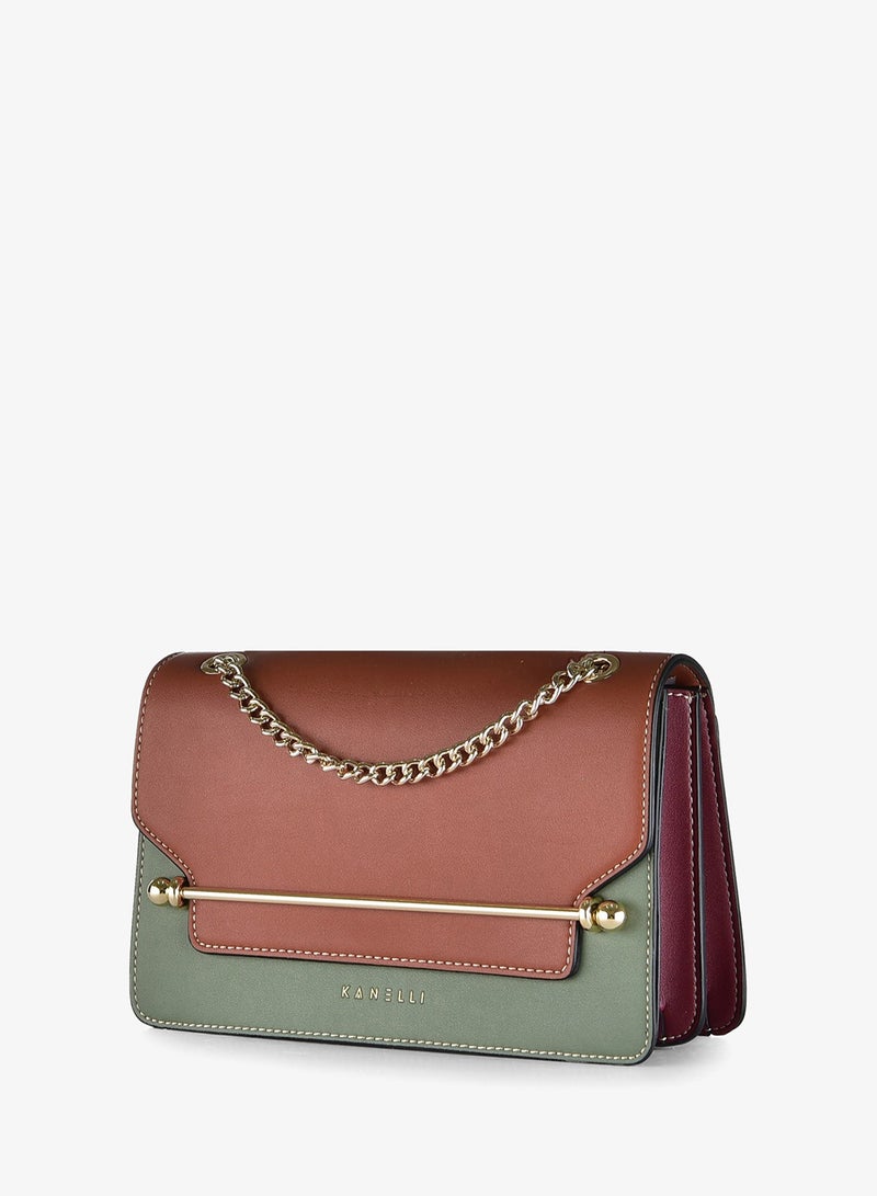 KANELLI Leather hand bag in contrasting colors from Kanelli \ Green - Image 3