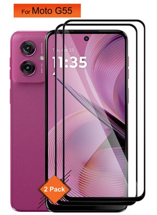 For Motorola Moto G55 - [2 Pack] Tempered Glass Screen Protector - Advanced Border-Less Full Edge to Edge ,Shatterproof , High Responsiveness , Higher Transparency , Quick to Install ,Anti-scratch and Bubble-free Screen Protector - Black - pzsku/ZB956DA8F59BA39BD31B9Z/45/1743234148/e8dc3a34-4a9c-4618-a957-bae433610a0b