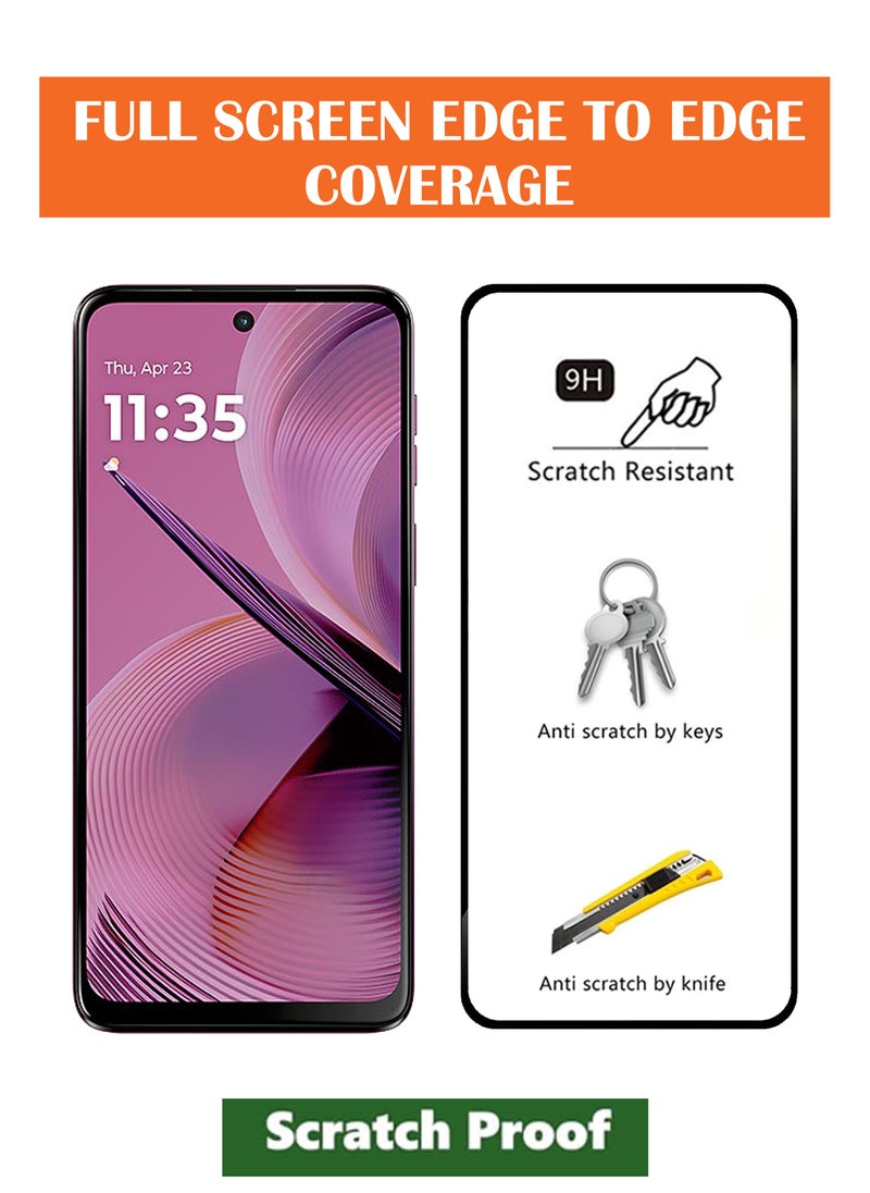 Generic - For Motorola Moto G55 - [2 Pack] Tempered Glass Screen Protector - Advanced Border-Less Full Edge to Edge ,Shatterproof , High Responsiveness , Higher Transparency , Quick to Install ,Anti-scratch and Bubble-free Screen Protector - Black - Image 1