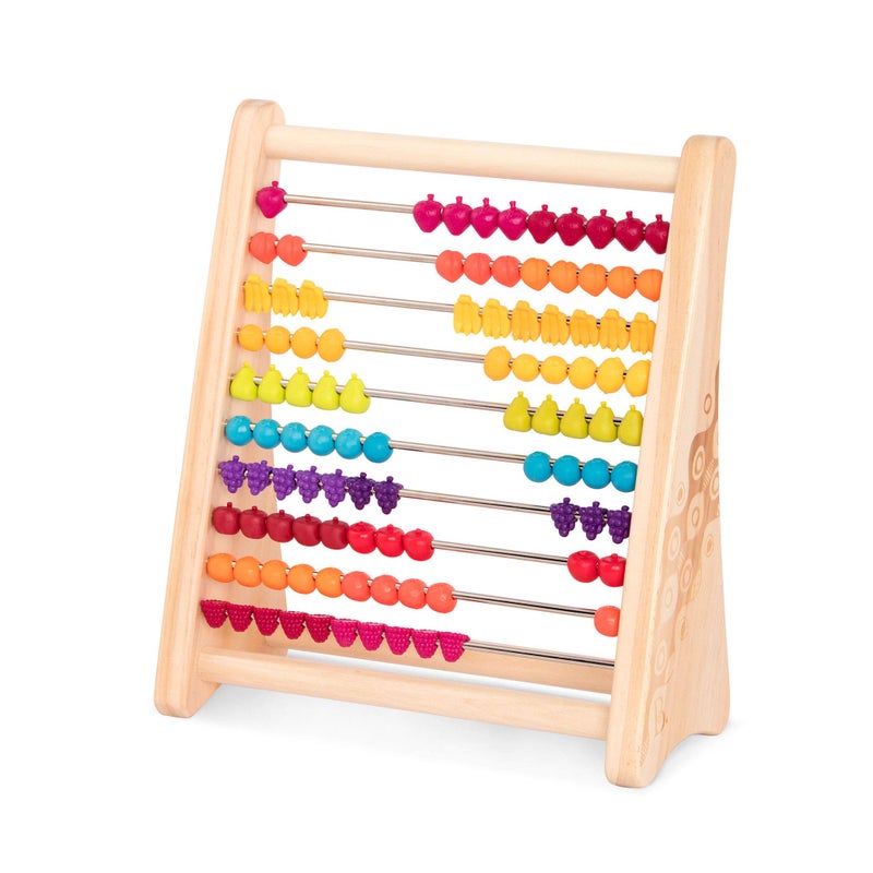 B. Toys B toys Fruity Wooden Abacus for Kids Classic Math Learning Toy with 100 Beads Educational for Addition Subtraction Numbers Counting 18 Months