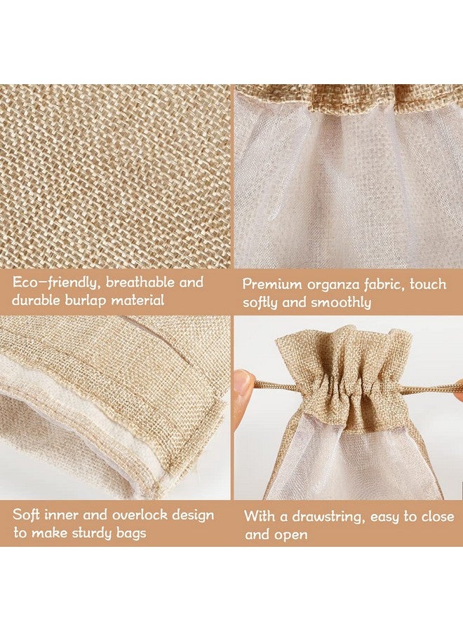 Shintop Jute Wine Bags 10Pcs Burlap Wine Bottle Gift Bags 750Ml With Sheer Window Organza Hessian Drawstring Gift Bags For Wedding Festival Wine Tasting Party Favors (14 X 6.3 Inches) - Image 3