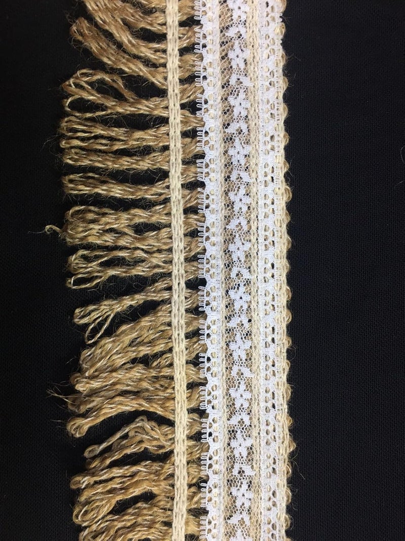 PCJS - 5 Meter Natural Jute Burlap Ribbon with White Lace and Jute Twine for DIY Projects, Party Décor, Gift-Wrapping, Vintage Wedding Home Décor, Scrapbooking - 5 MTR - Image 5