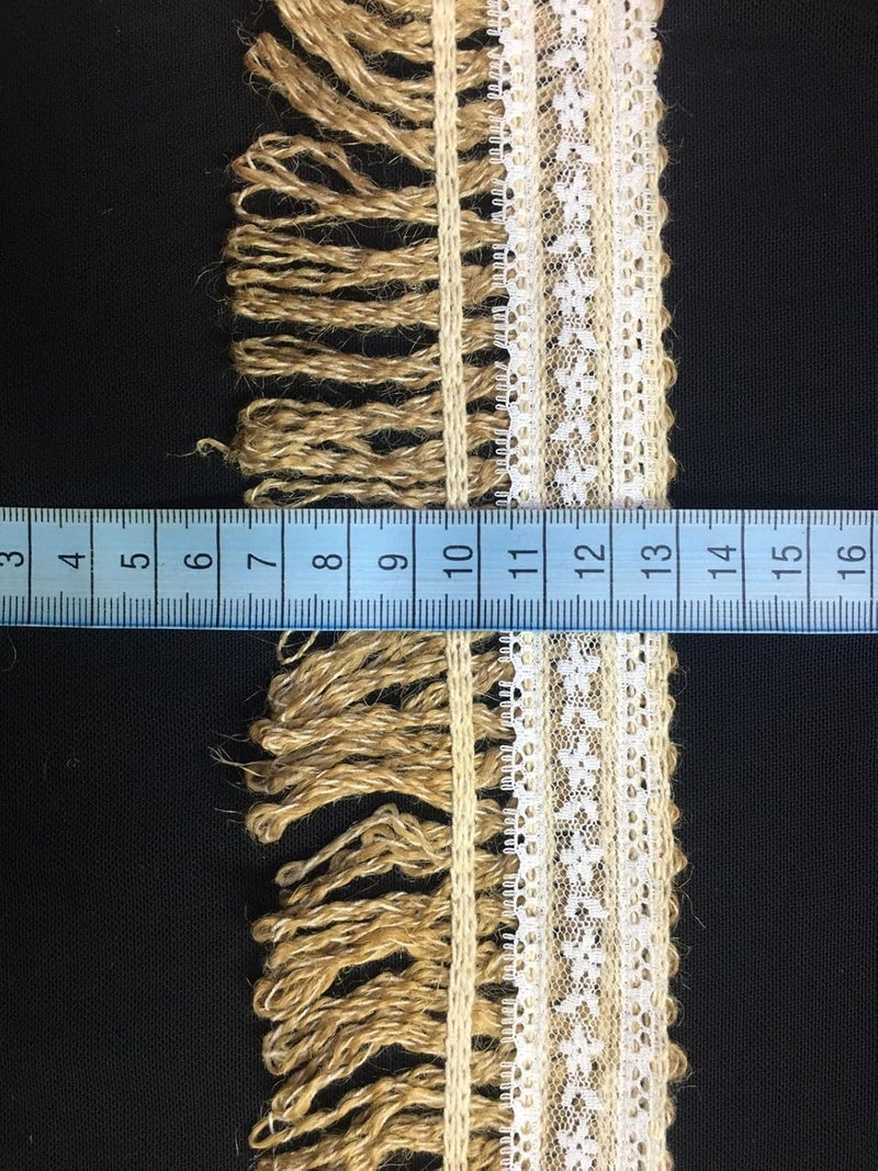 PCJS - 5 Meter Natural Jute Burlap Ribbon with White Lace and Jute Twine for DIY Projects, Party Décor, Gift-Wrapping, Vintage Wedding Home Décor, Scrapbooking - 5 MTR - Image 3