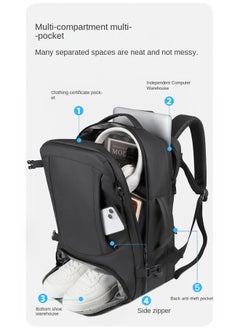 MEINAILI New Men's Travel USB Charging Expansion Business Laptop Waterproof Backpack  - Image 2