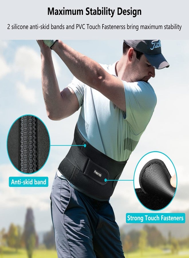 FREETOO Air Mesh Back Brace for Men Women Lower Back Pain Relief with 7 Stays, Adjustable Back Support Belt for Work, Anti-skid Lumbar Support for Sciatica Scoliosis (XXL(waist:53''-67''), Black) - Image 5