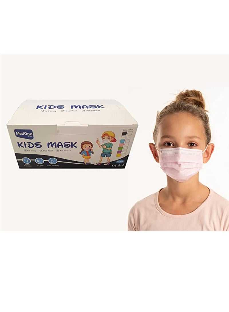 MedOne Pack Of 50 Pieces Kids Face Mask Individually Wrapped 3 Layer Disposable Face Mask For Kids Multicolor - Image 2