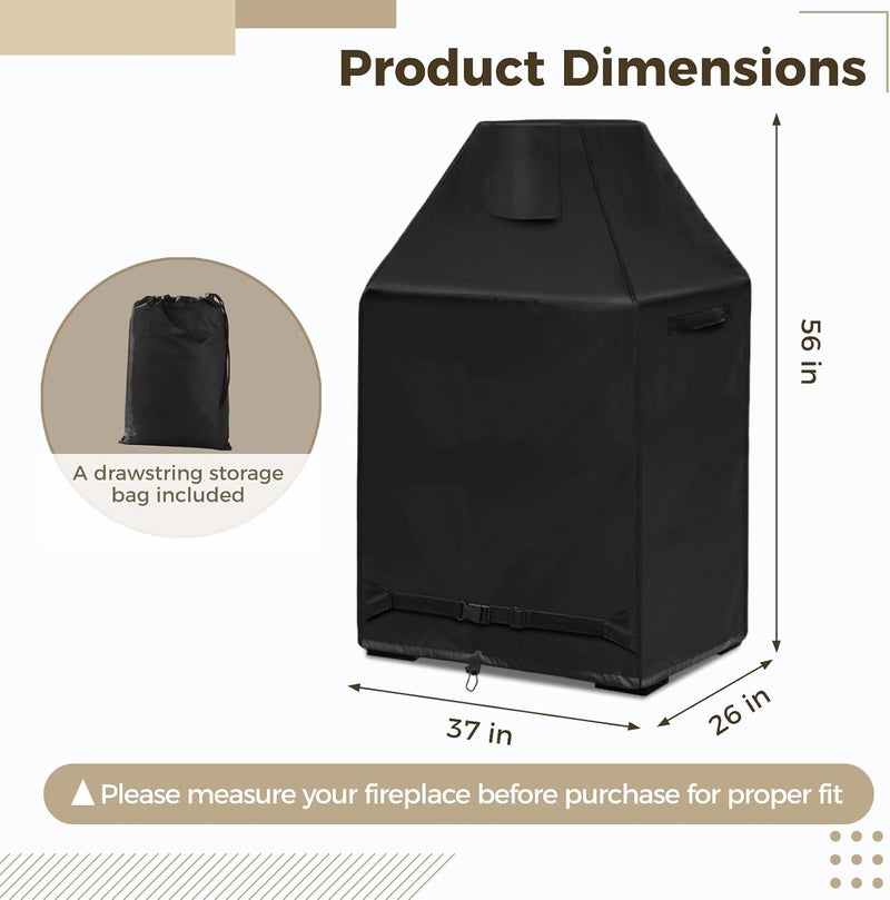 Fireplace Weather Cover, 37X26X56 in Outdoor Fire Pit Cover, Waterproof Oxford Cloth Chiminea Cover with Handle & Vent, Wood Burning Fireplace Rain Cover - Image 3
