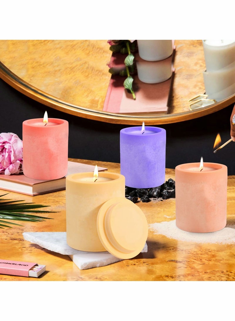 شو وو Candle Jar Molds, Silicone Concrete Molds for Holder with Lids, Vessels Cement Making Supplies - Image 2