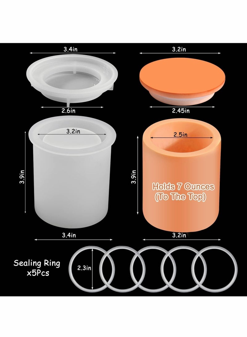 شو وو Candle Jar Molds, Silicone Concrete Molds for Holder with Lids, Vessels Cement Making Supplies - Image 4