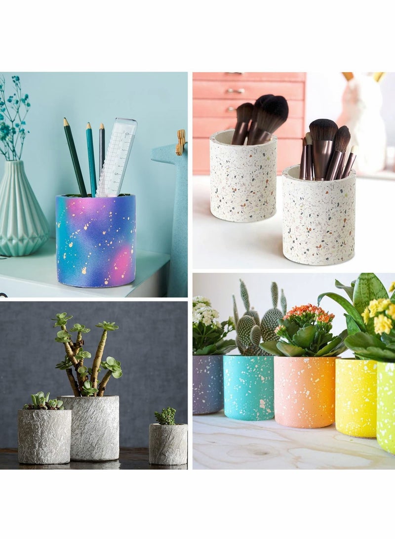 شو وو Candle Jar Molds, Silicone Concrete Molds for Holder with Lids, Vessels Cement Making Supplies - Image 3