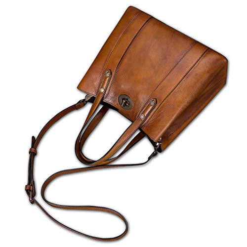 LRTO Genuine Leather Handbags for Women Satchel Purses Vintage Handmade Shoulder Bag Cowhide Top Handle Handbag Totes (Brown) - Image 3