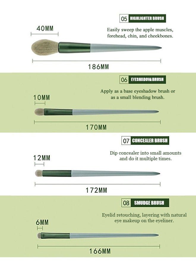 Beyond 13-Piece Makeup Brush Set with Flannel Bag, Professional Multi Use Brush Set for Face Powder Blush Concealer Eyeshadow Loose Brush (Green) - Image 3