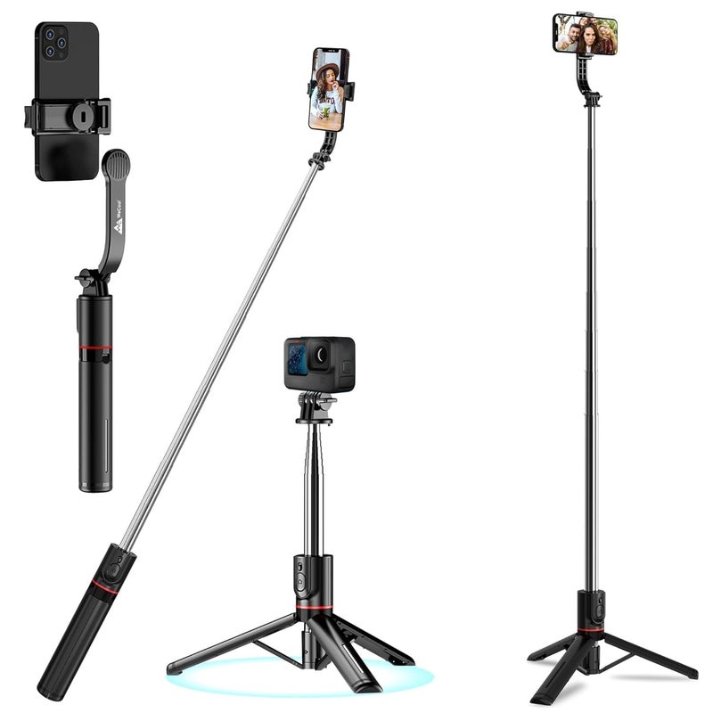 WeCool S6 Reinforced Bluetooth Selfie Stick with Tripod Stand, 45inc/ 113cm Long Selfie Stick with 6-Section Stable Base, Detachable Mobile Holder, Compatible with Mobile/GoPro for Video & Photoshoot - Image 4