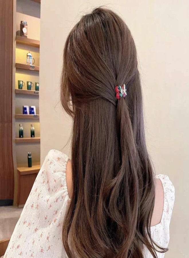 TUCEWP 4Pcs Mini Cherry Hair Clip for Women Girls Cute Red Rhinestone Cherry Claw Clip Nonslip Metal Hair Barrette Tiny Crystal Cherry Hair Clamps Claw Strong Hold Jaw Clips Lovely Hair Accessories - Image 4