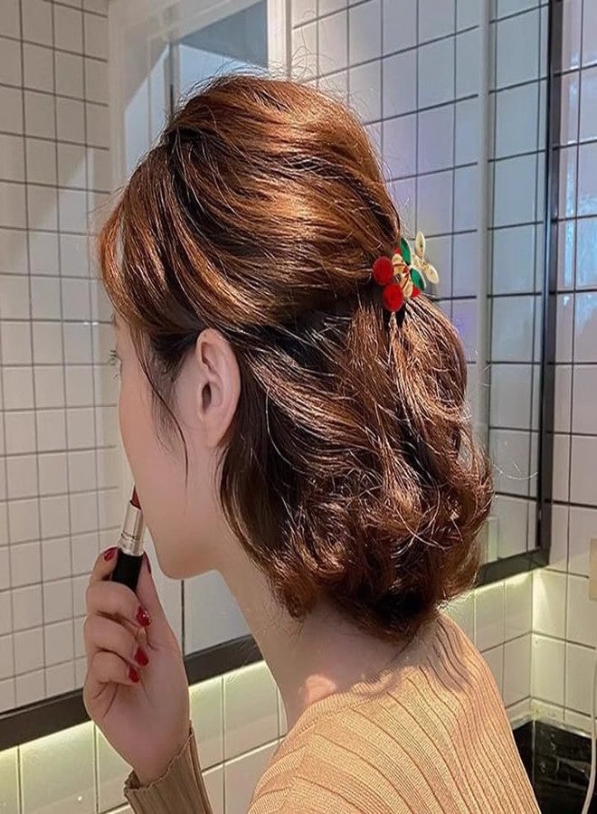 TUCEWP 4Pcs Mini Cherry Hair Clip for Women Girls Cute Red Rhinestone Cherry Claw Clip Nonslip Metal Hair Barrette Tiny Crystal Cherry Hair Clamps Claw Strong Hold Jaw Clips Lovely Hair Accessories - Image 3