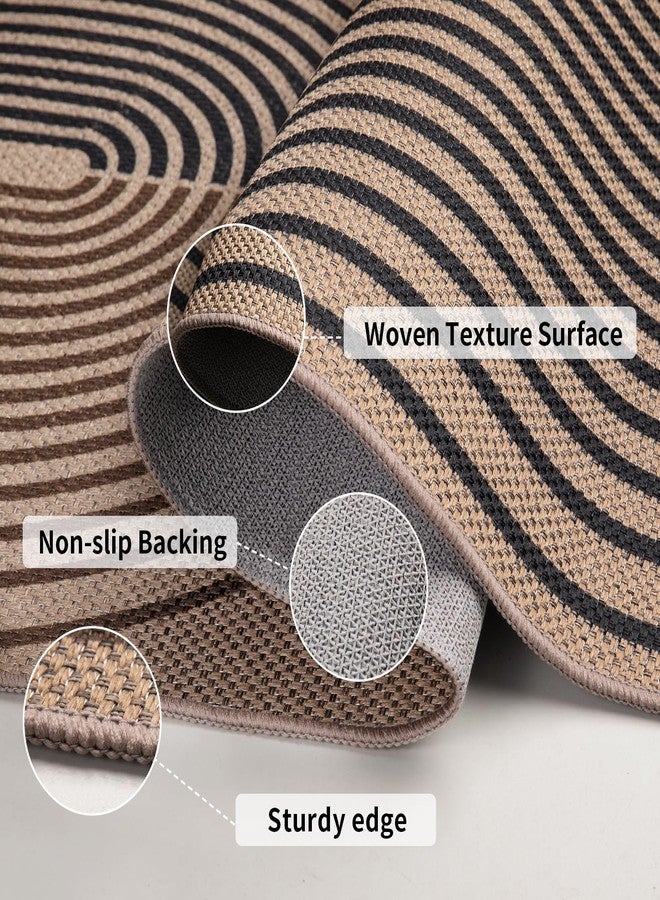 Tangsoo Rainbow Easy Jute Rug,2x3 Washable Small Area Rug for Entryway Non-Slip Ultra Thin Brown Black Outdoor Mat Modern Farmhouse Carpet for Entrance Kitchen Bedroom Front Porch Patio - Image 5