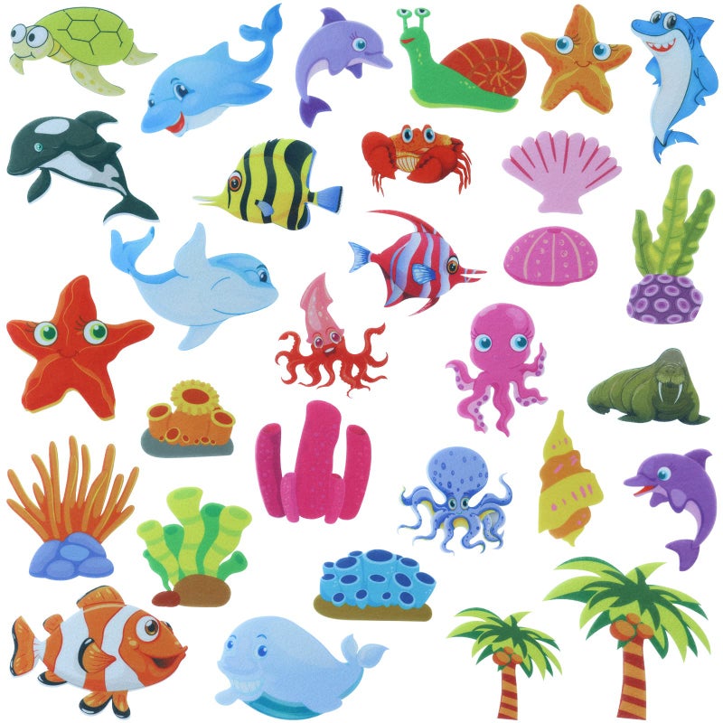BXI 30 Pcs Ocean Felt Board Story Pieces Set for Toddlers Preschool Kindergarten Precut Felt Marine Life Figures for Preschool Crafts Activity Early Learning Storytelling - Image 3
