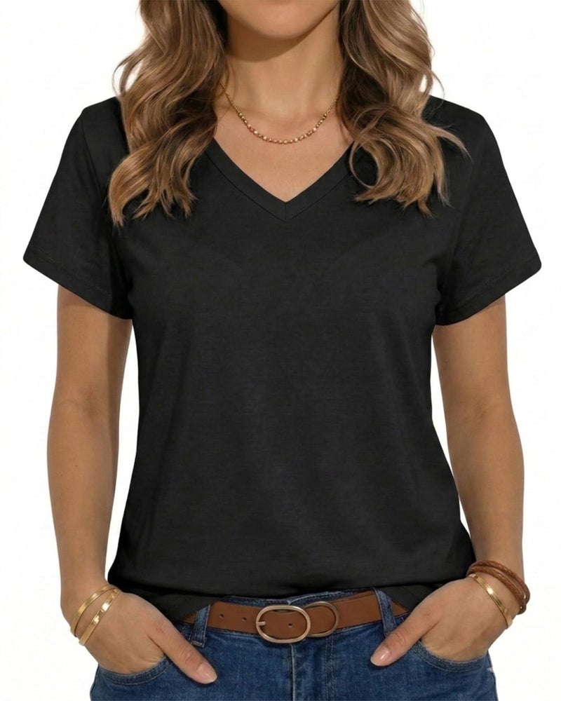 JILUVIN Womens T Shirt Graphic Tees Summer V Neck Short Sleeve Basic Tunic Top - Image 1
