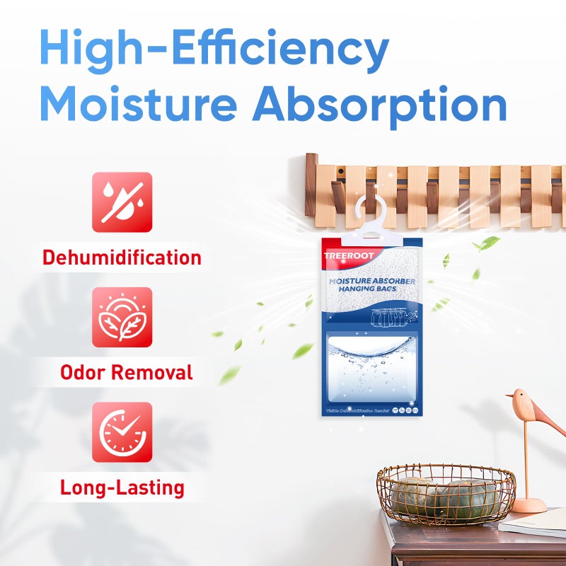 Treeroot 24 Pack Moisture Absorbers for Closet, 6.4OZ Hanging Closet Dehumidifier Bags, Hanging Humidity Absorber in Wardrobes, Kitchens and Bathrooms - Image 3