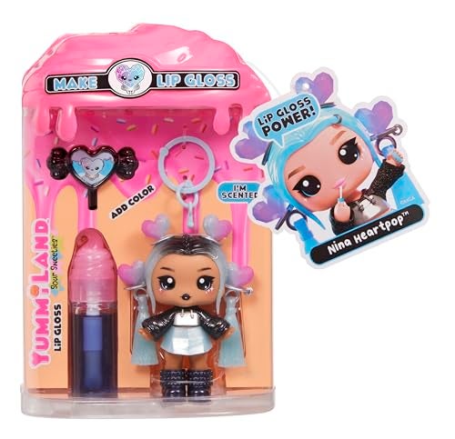 Yummiland Lip Gloss Doll: Sour Sweeties - Nina Heartpop Includes DIY Lip Gloss + Removable Keychain, Cosmetic Play, Collectible, Ages 4+ - Image 5