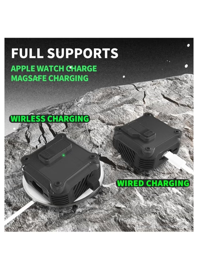 Alyashmac AirPods 4 Protective Case (for men and women), comes with a cleaning kit, automatic safety lock protective case, suitable for AirPods 4th generation (2024 model), military-grade drop protection. (Black) - Image 4