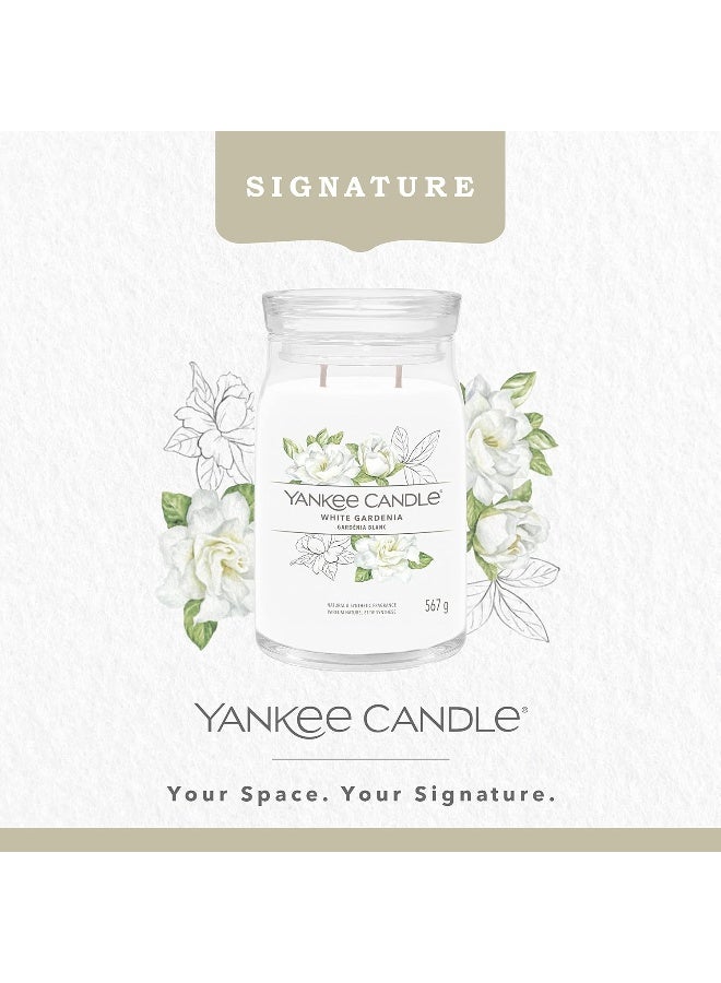 YANKEE CANDLE Candle Signature Scented Candle | White Gardenia Large Jar Candle with Double Wicks | Soy Wax Blend Long Burning Candle | Perfect Gifts for Women - Image 1