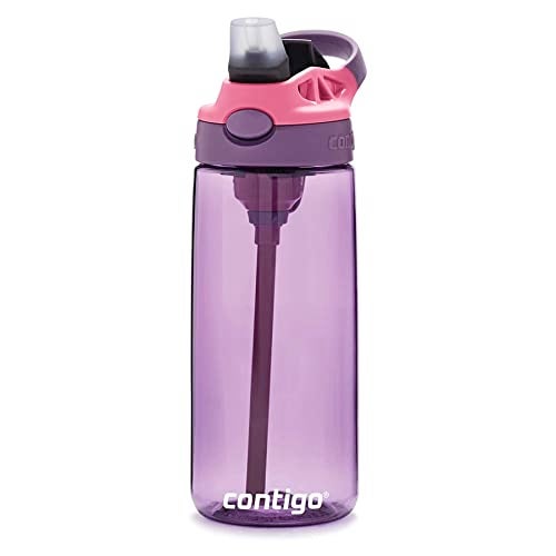 Contigo Aubrey Kids Water Bottle, 20oz, Eggplant, Spill-Proof Lid, Dishwasher Safe, Easy Clean, Purple and Pink - Image 5
