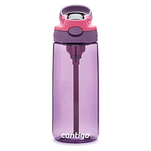 Contigo Aubrey Kids Water Bottle, 20oz, Eggplant, Spill-Proof Lid, Dishwasher Safe, Easy Clean, Purple and Pink - Image 2