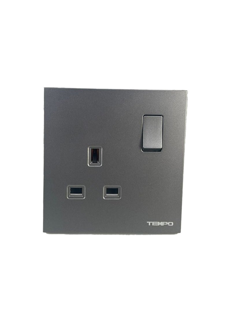 TEMPO 13A Socket with Switch Gray Slim Piano  - Image 1